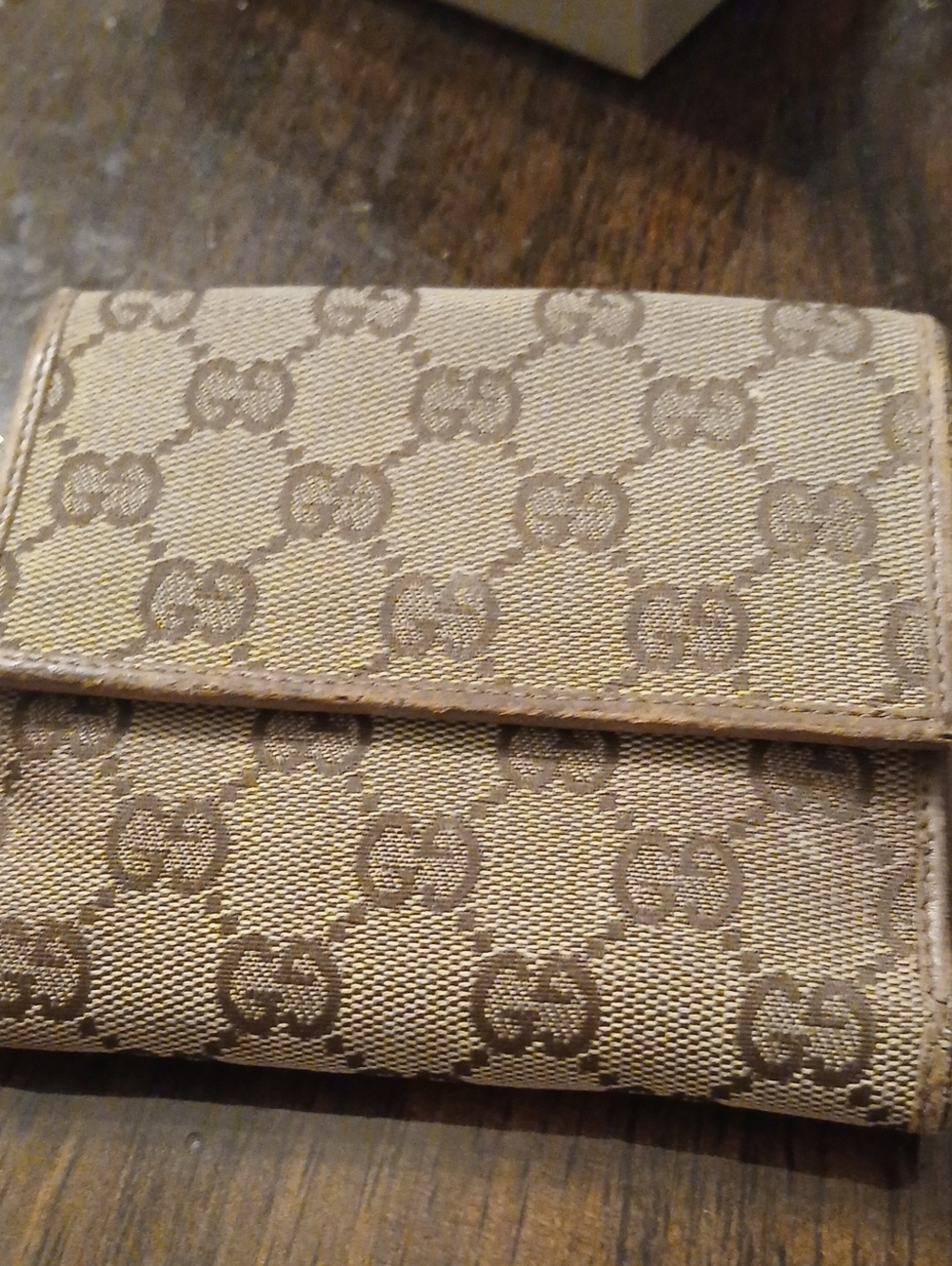Gucci Brown GG Monogram Fold Card Holder